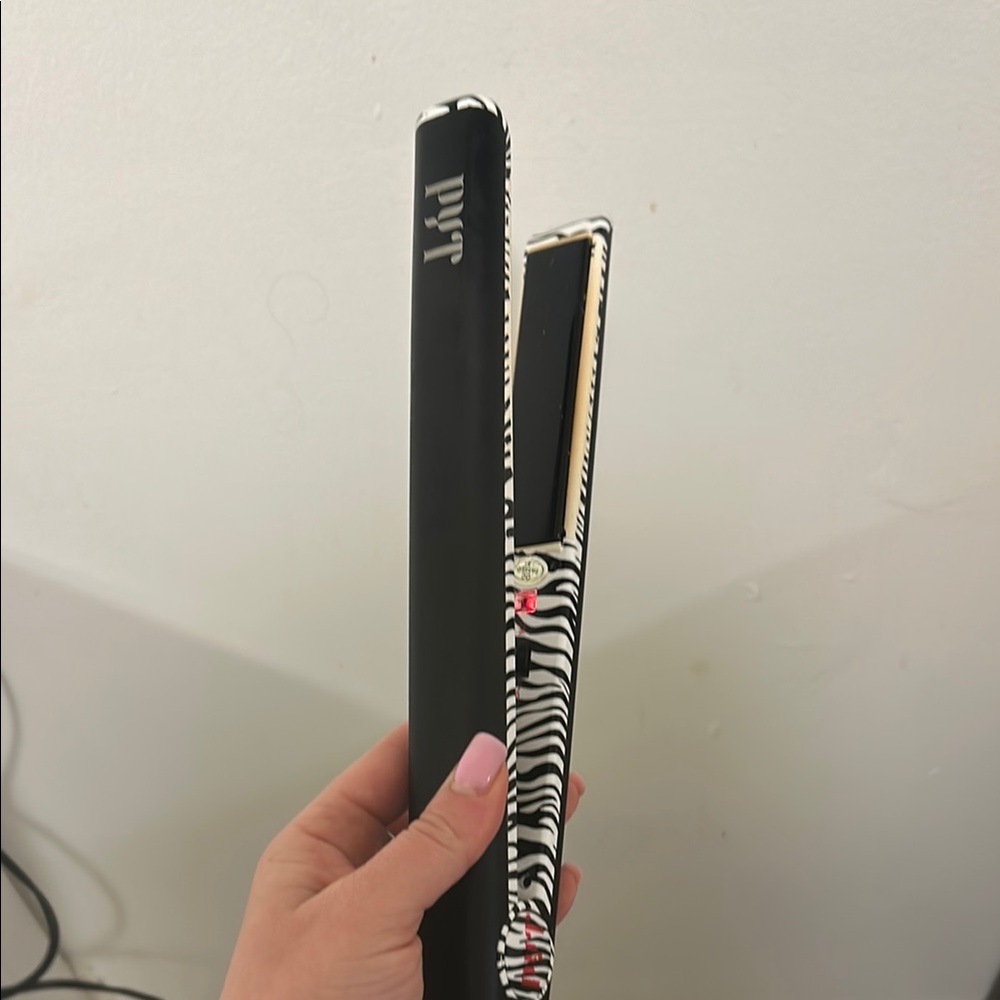 PYT Black and Zebra Print Hair Straightener